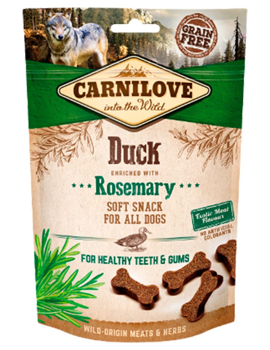 Snacks Carnilove tiernos Pato y Romero para Perros