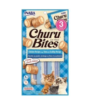 Inaba Churu Bites para gatos - Bocaditos de Pollo, Atún y Vieira