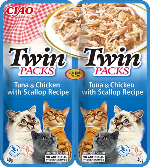 Inaba Twin Pack Receta de Atún, Pollo y Vieira con caldo para gatos