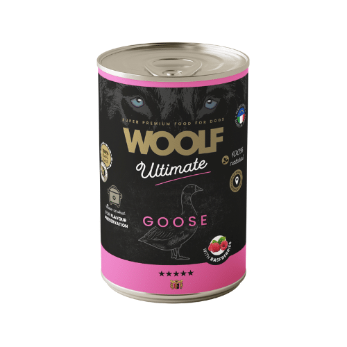 Lata Woolf Ultimate Lata Pate de Ganso con Frambuesas para Perros