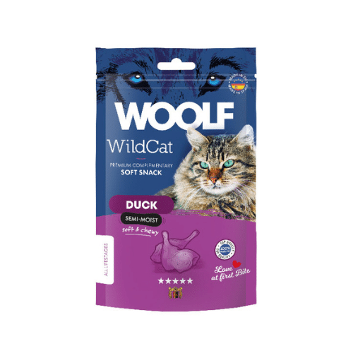 Snacks Semihúmedos Woolf Wildcat de Pato para Gatos