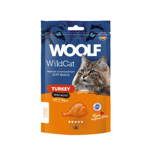 Snacks Semihúmedos Woolf Wildcat de Pavo para Gatos