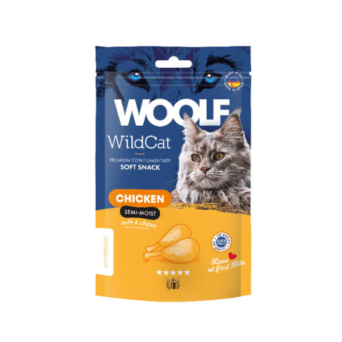 Snacks Semihúmedos Woolf Wildcat de Pollo para Gatos