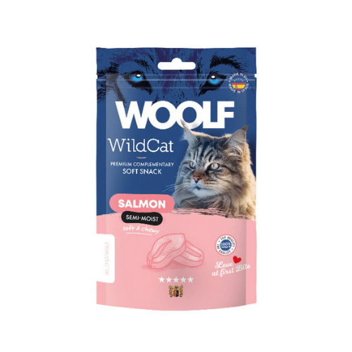 Snacks Semihúmedos Woolf Wildcat de Salmón para Gatos