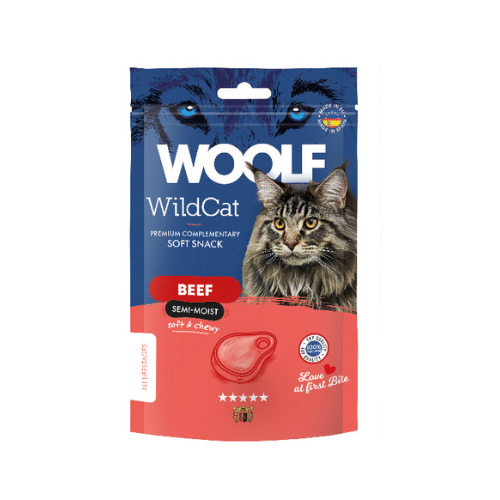 Snacks Semihúmedos Woolf Wildcat de Ternera para Gatos