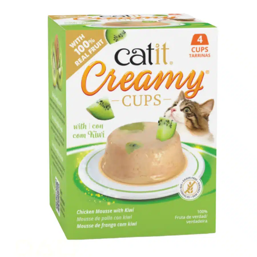 Mousse Catit Creamy CUPS - 4 Tarrinas de Pollo con Kiwi