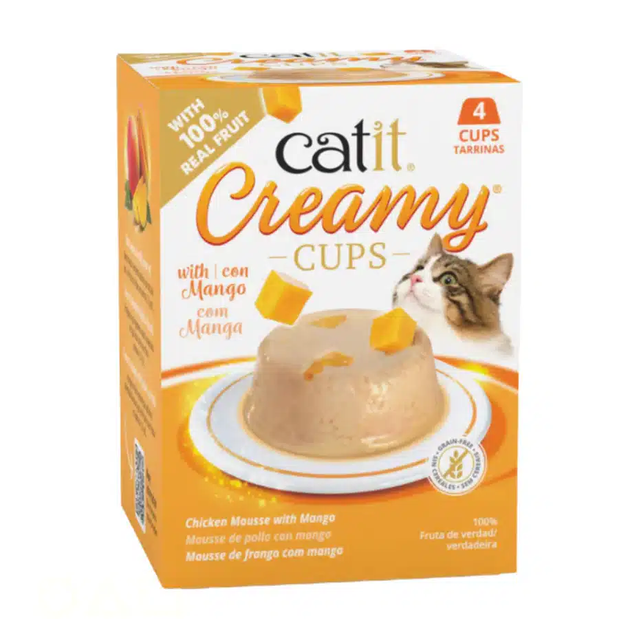 Mousse Catit Creamy CUPS - 4 Tarrinas de Pollo con Mango
