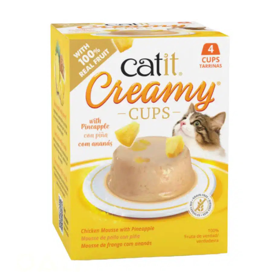 Mousse Catit Creamy CUPS - 4 Tarrinas de Pollo con Piña