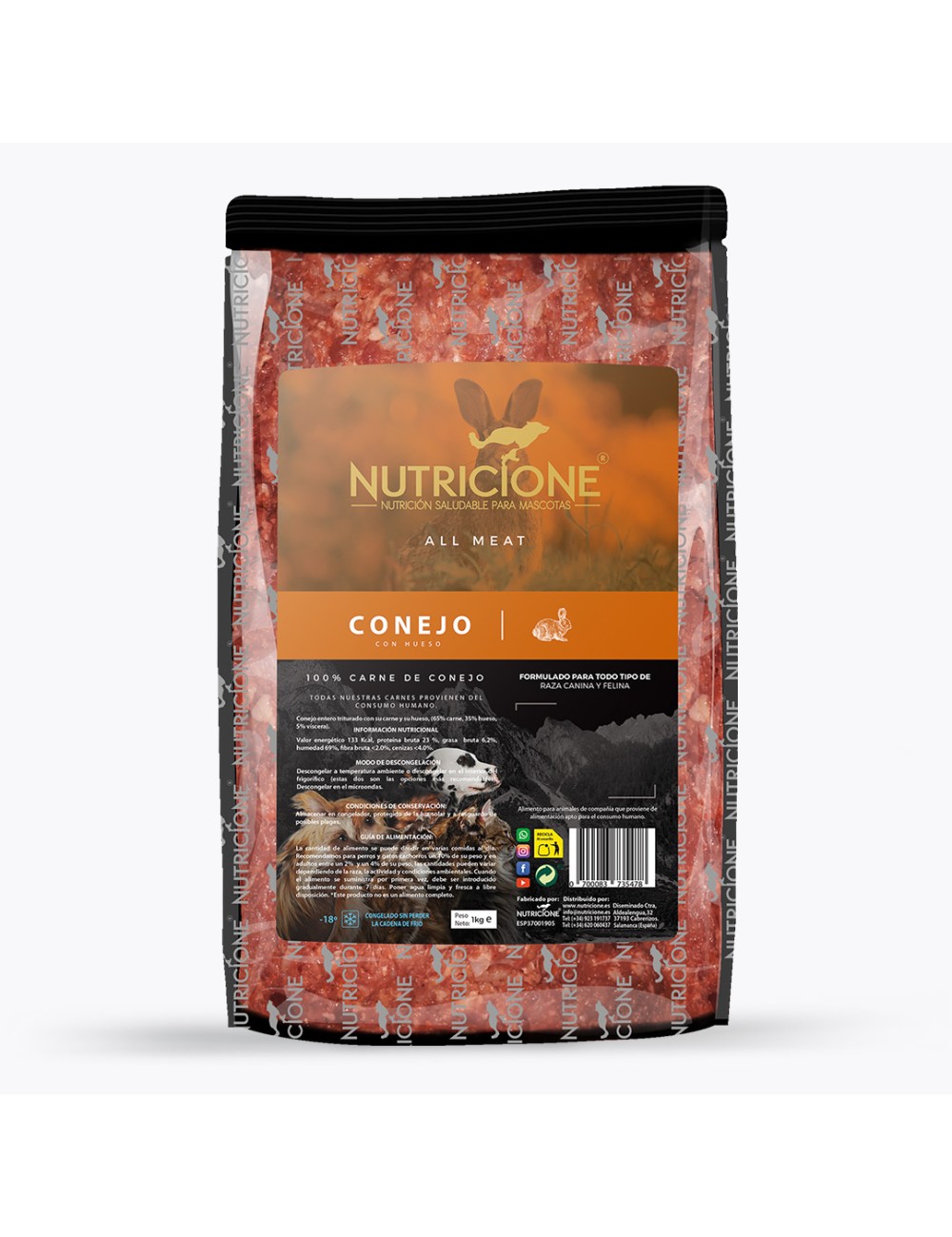 Nutricione - BARF Carne de Conejo (con hueso)