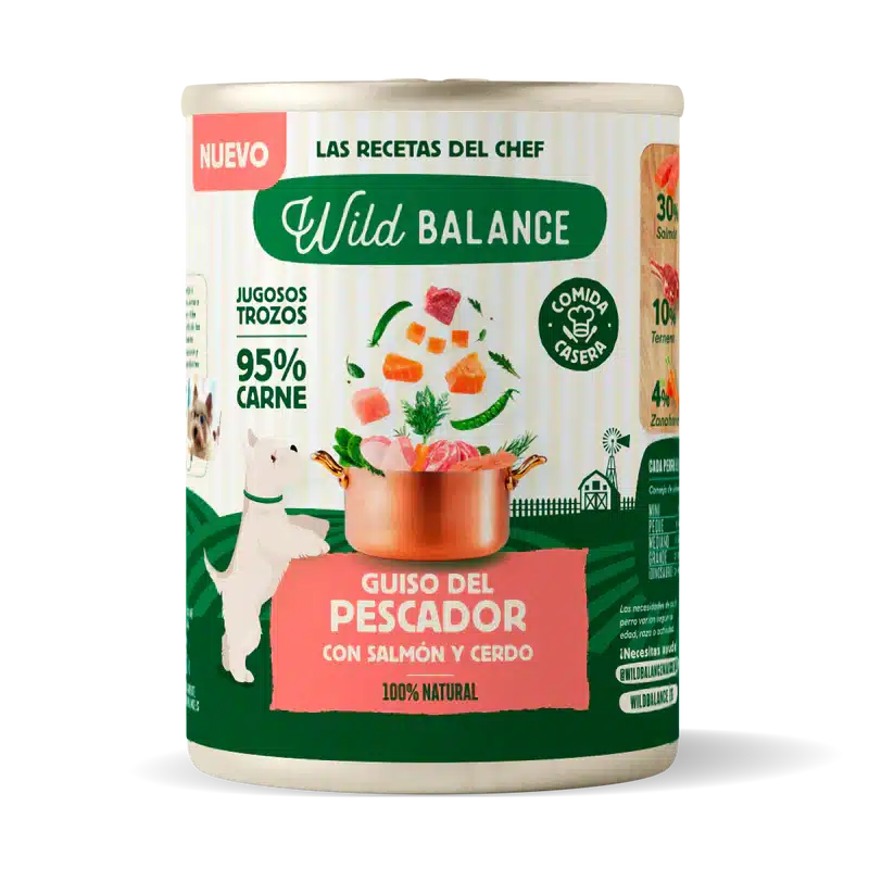 Wild Balance Receta del Chef- Lata Guiso del Pescador con Salmón y Cerdo para Perros