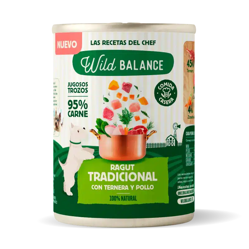 Wild Balance Receta del Chef- Lata Ragut Tradicional con Ternera y Pollo para Perros