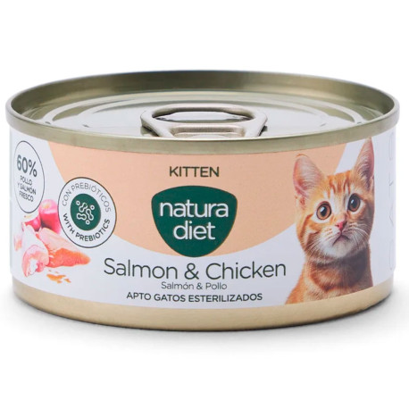 Natura Diet Cat Lata KITTEN Salmón y Pollo para gatitos