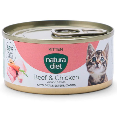Natura Diet Cat Lata KITTEN Vacuno y Pollo para gatitos