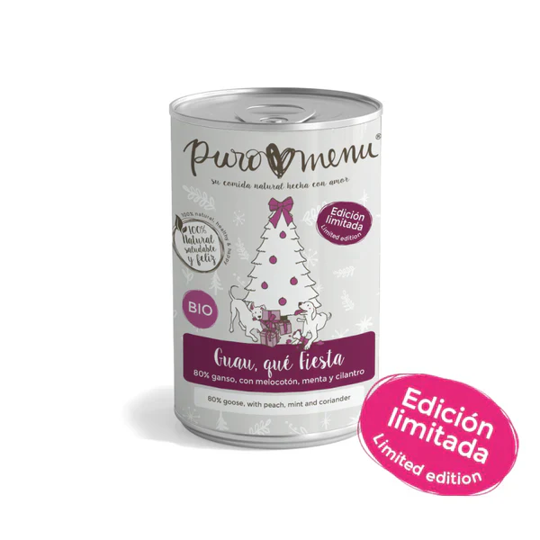 Puromenú Lata de Navidad BIO para Perros ¡Guau qué fiesta!