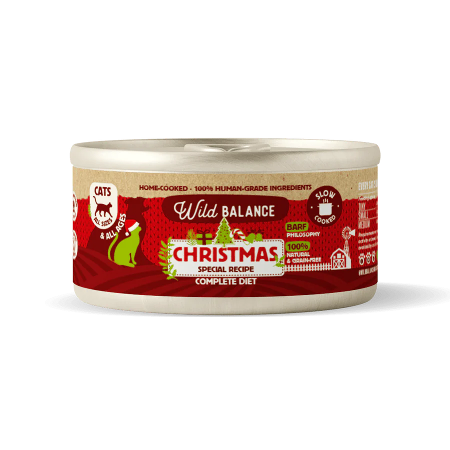 Wild-Balance - Lata-Navidad-gatos Wild Balance - Lata de Navidad de Pollo, Ternera, Pato y Cerdo para Gatos