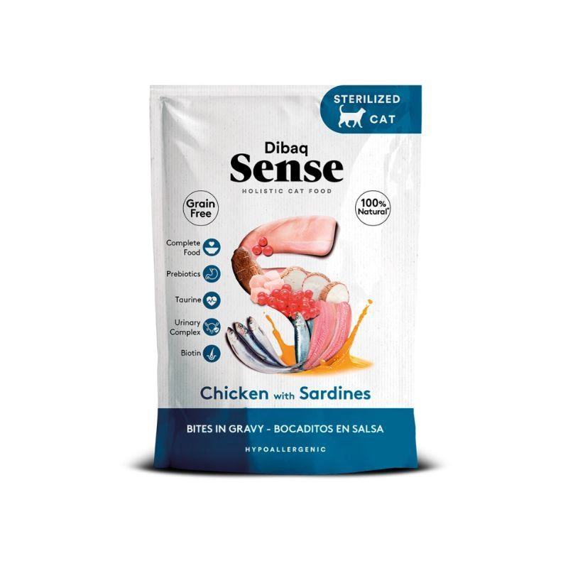 Dibaq Sense Bocaditos en salsa Pollo con Sardinas para gatos