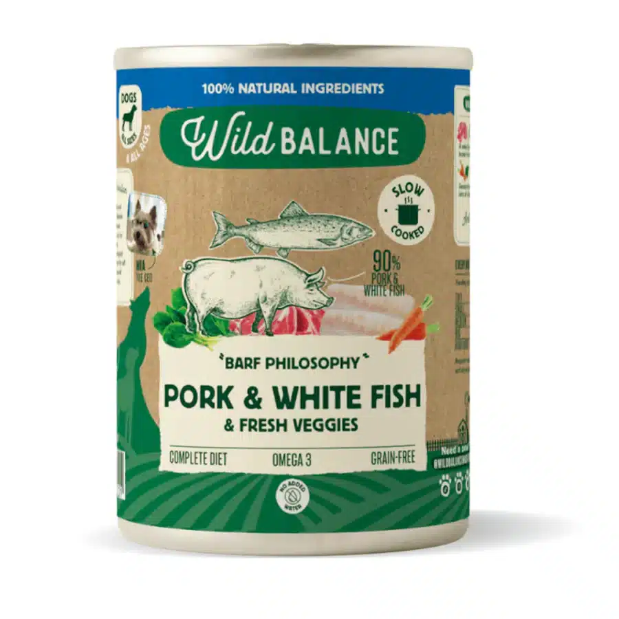 Wild Balance BARF Philosophy - Lata de Cerdo con Merluza para Perros