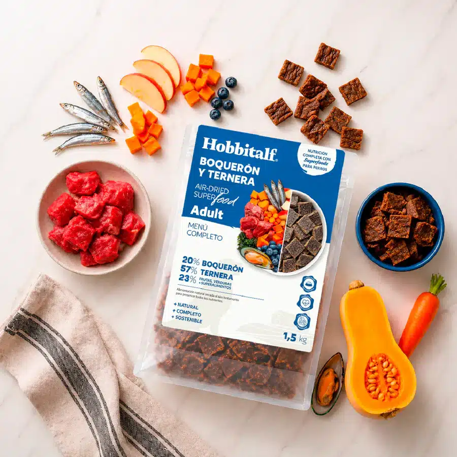 HobbitAlf - Comida Air dried Superfood Boquerón y Ternera para Perros