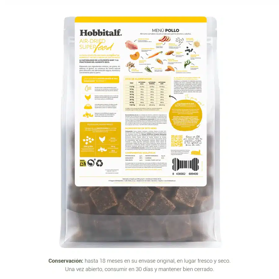 HobbitAlf - Comida Air dried Superfood Pollo para Perros