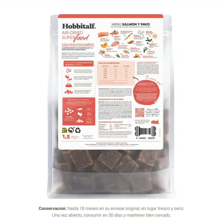 HobbitAlf - Comida Air dried Superfood Salmón y Pavo para Gatos-2 HobbitAlf - Comida Air dried Superfood Salmón y Pavo para Gatos