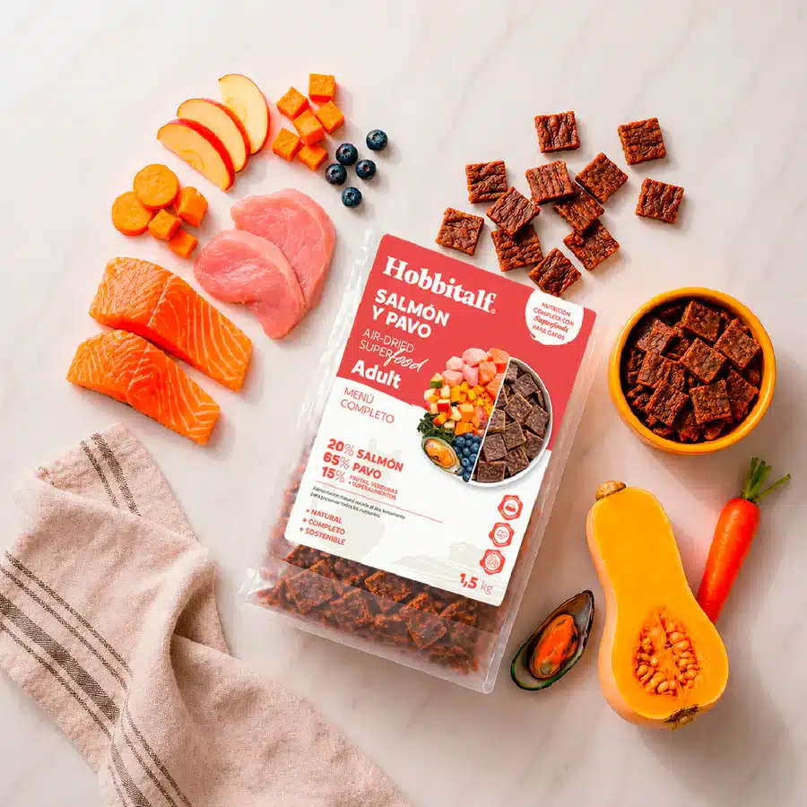 HobbitAlf - Comida Air dried Superfood Salmón y Pavo para Gatos