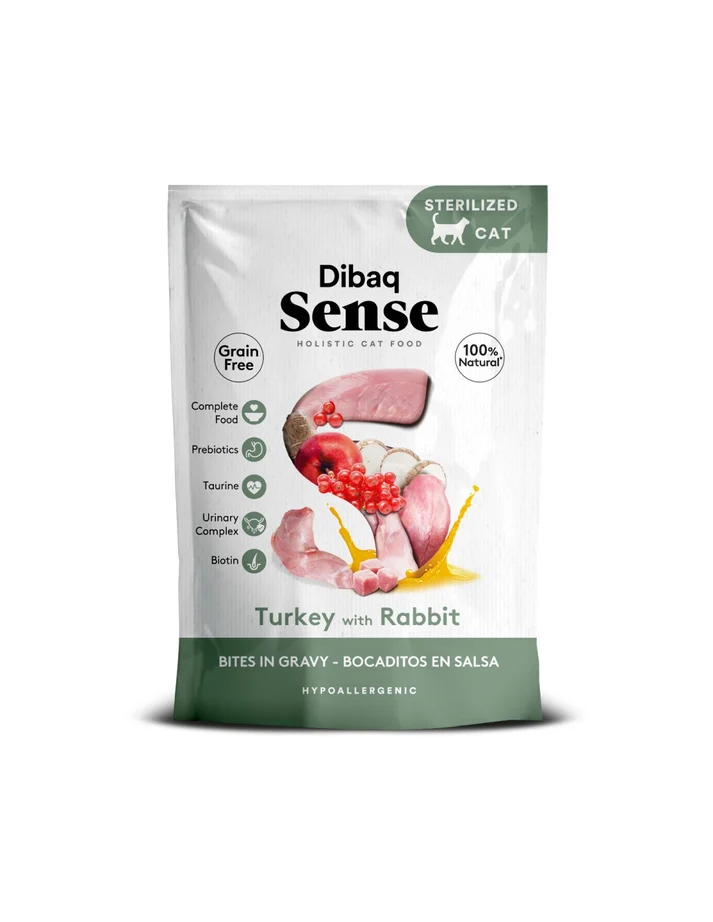 Dibaq Sense Bocaditos en salsa Pavo con Conejo para gatos