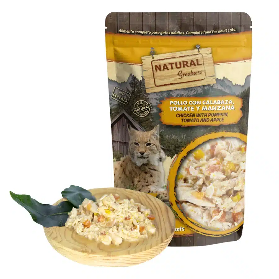 Natural Greatness Pollo con Calabaza, Tomate y Manzana Pouch para Gatos
